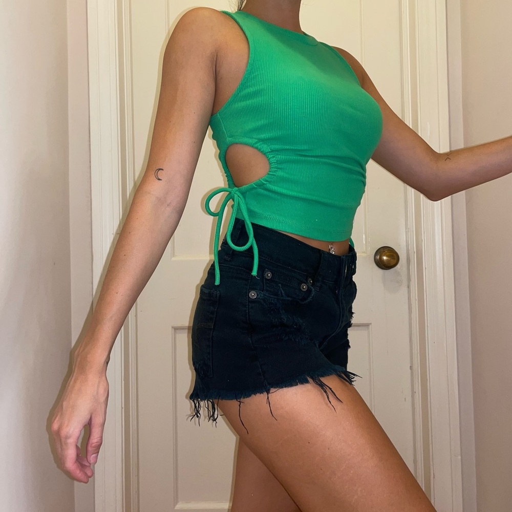 ZARA green cut out top
